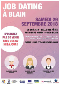 Job dating à Blain 44130 le samedi 29 septembre 2018